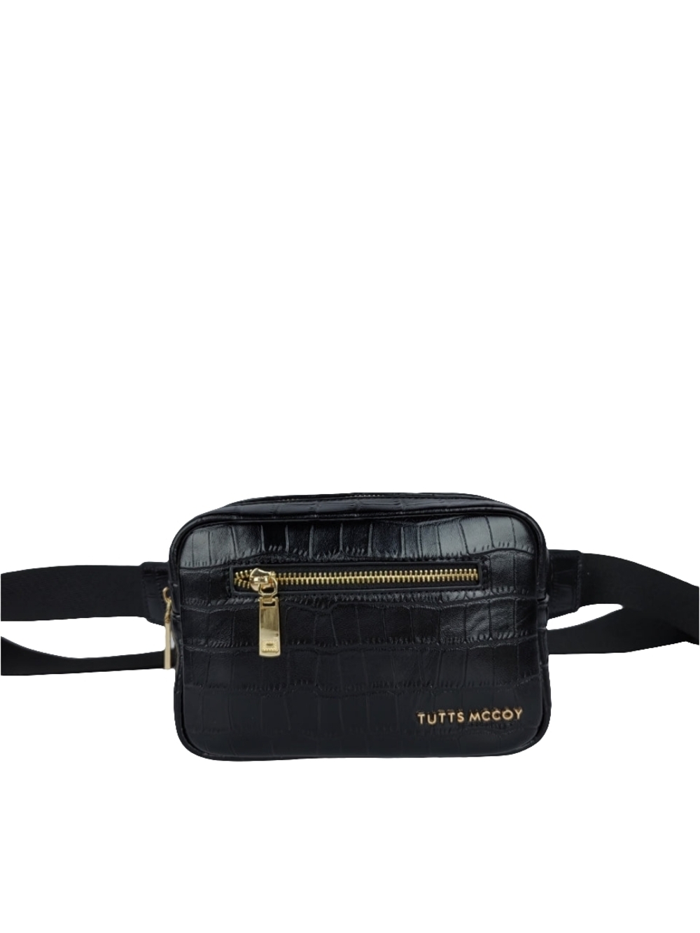 Tutts Mccoy Geniune Leather / Black Croc-Embossed Leather Belt Bag / Fannie Pack